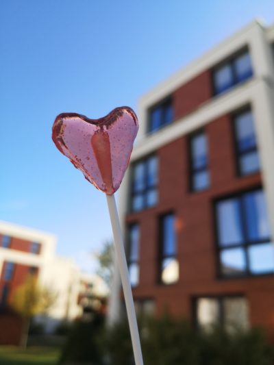 Life Lolli zur DNA Stammzellenspende, vor dem Büro von abra.sax, Unternehmensberatung für Projektmanagement und Prozessoptimierung, in Wolfsburg